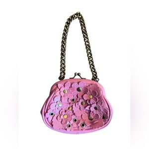 Isabella Fiore Pink Floral Appliqué Chain-Handle Clutch Coin  purse